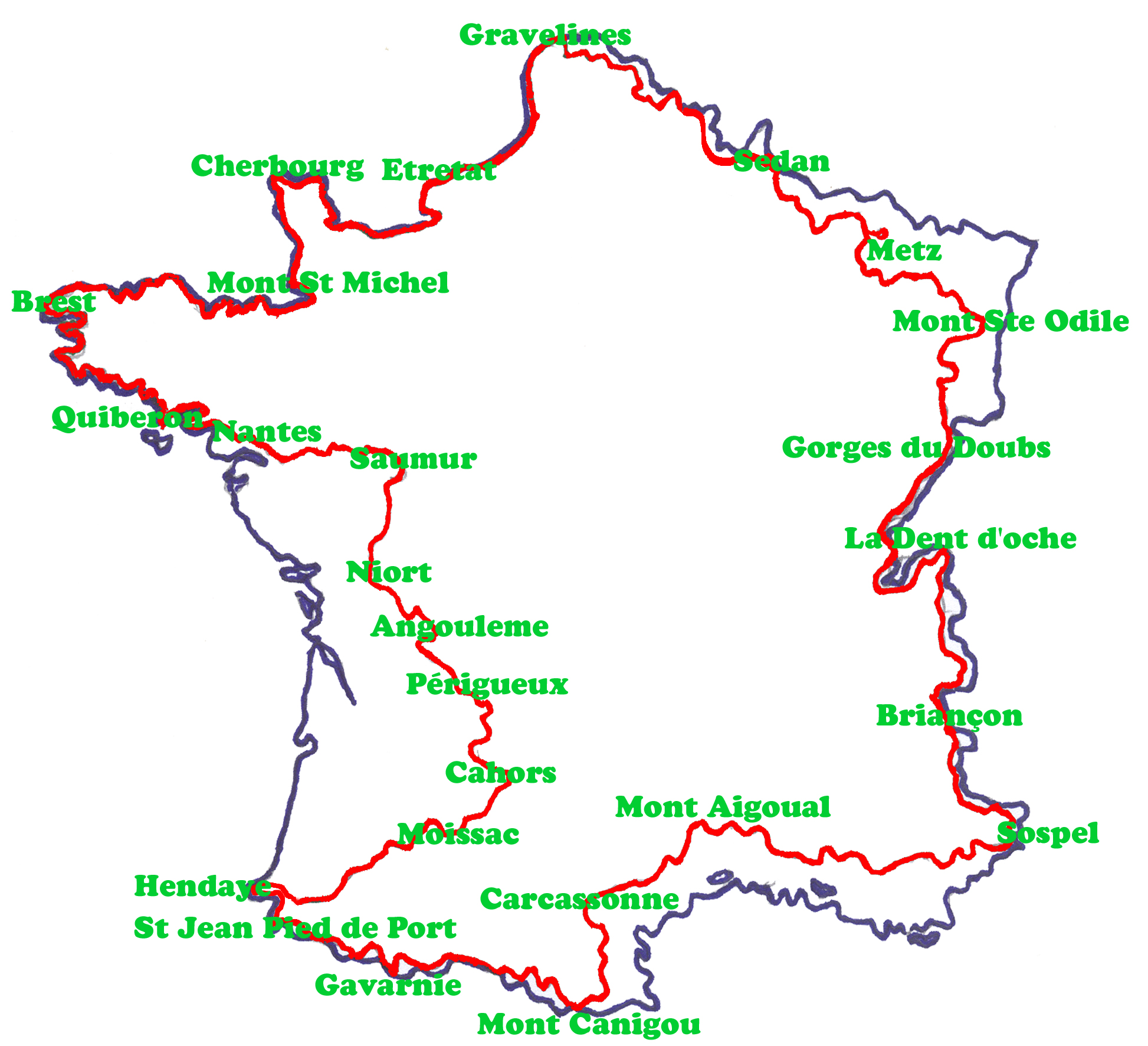 Carte Des Chemins De Grande Randonnée En France